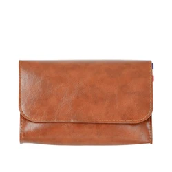 Magnetic PU Leather Pouch for Electronics and Accessories (Glossy Brown)