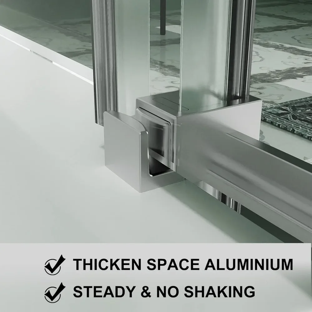 Shower Door, 56-60" W X 58" H, Frameless Sliding Showers Doors, Clear Tempered Glass Tub Doors, Tub Shower Door 5