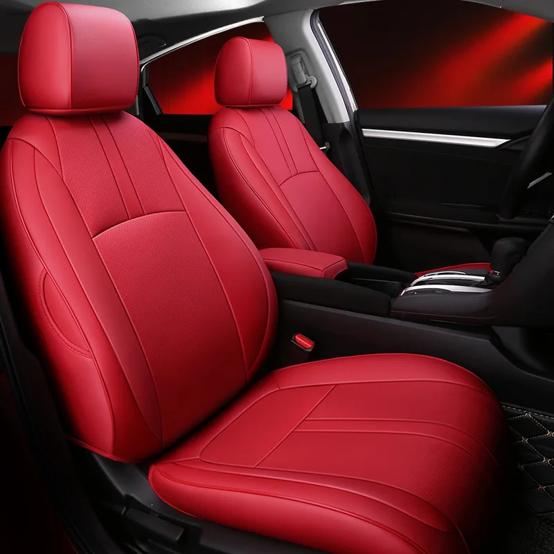 RedCustomCarSeatCoverForHondaSelectCivicSedan201620182019