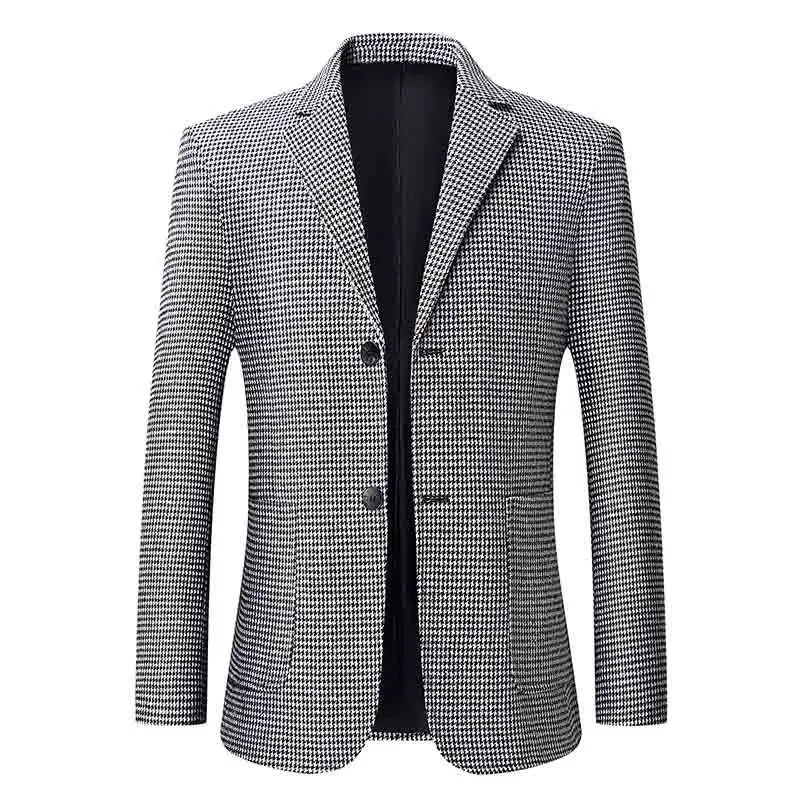 Men Blazers Stamp Men's Suit Jackets Party Printed Double Breasted Korean Style