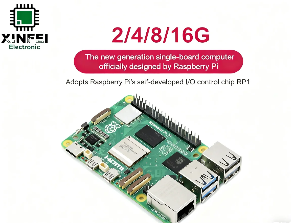 Raspberry Pi 5 Single Board Computer 2.4GHz Quad-Core 64-bit ARM Cortex-A76 4K HDMI Dual Display 16GB RAM WiFi 6 BT 5.0