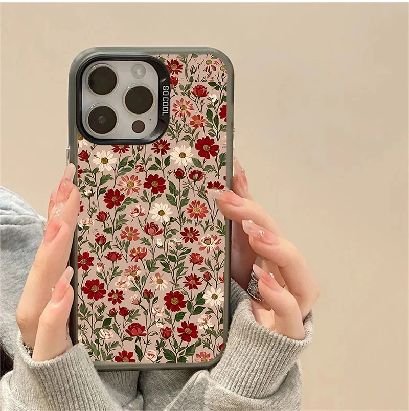 Luxury Plating Daisy Flowers Hard Phone Case Cover