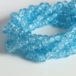 Elegant Pink Crackled Glass Beads for Handmade Jewelry Crafts (Lake Blue)