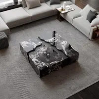 Table basse carrée en marbre 2025, design minimaliste italien tendance pour salon spacieux, résistante à la chaleur et aux rayures, personnalisable 2
