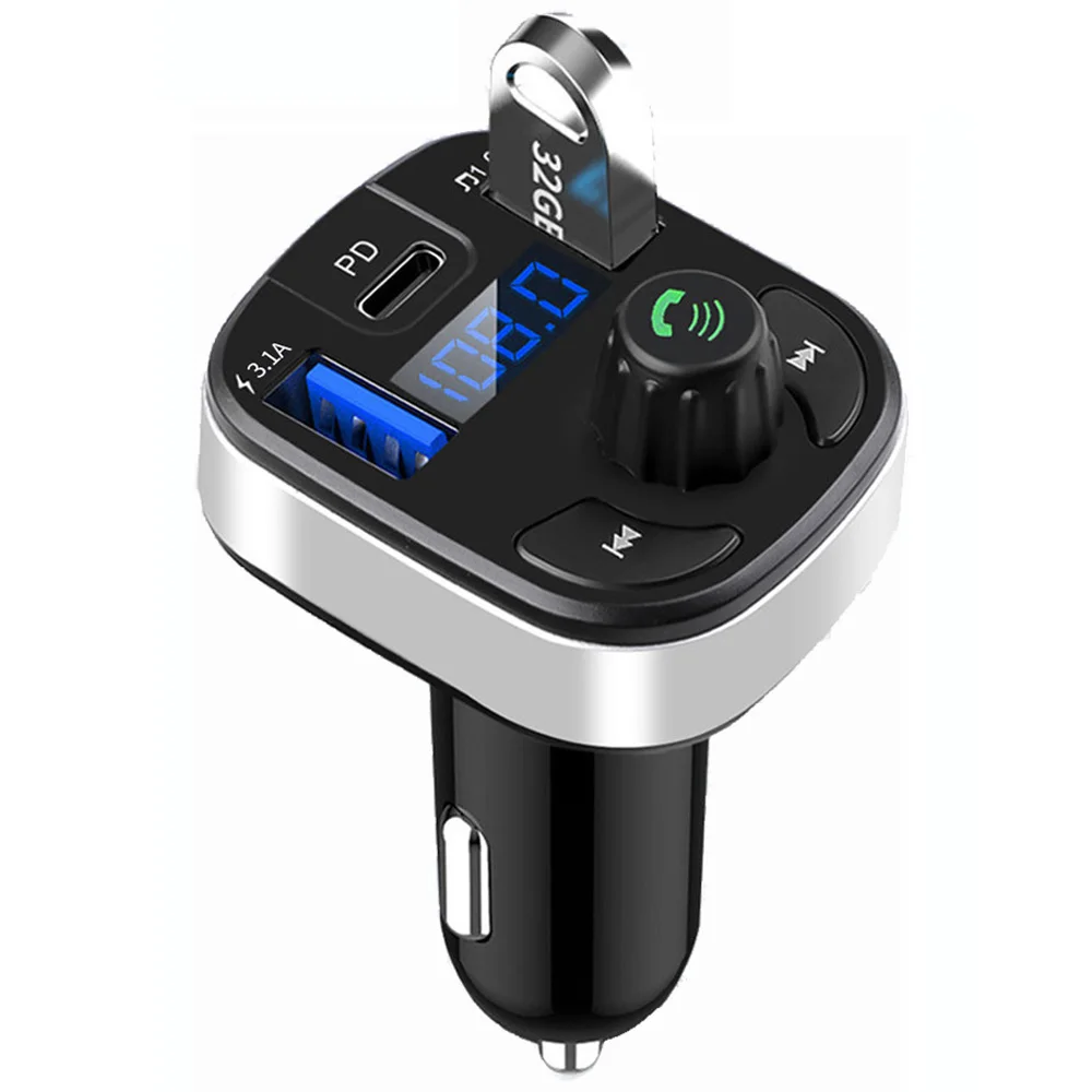 

Car Bluetooth 5.0 FM Transmitter MP3 Modulator Player TF Card Handsfree Audio Receiver Dual USB Fast Charger Car FM Modulator