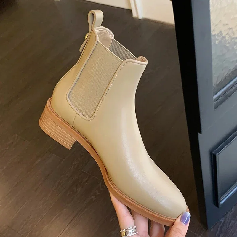 

Maogu Leather Shoes Party Banquet Dress Ladies Ankle Boot Sweet Padded fashion Womens Fashion Chelsea Short Boots Botas De Mujer