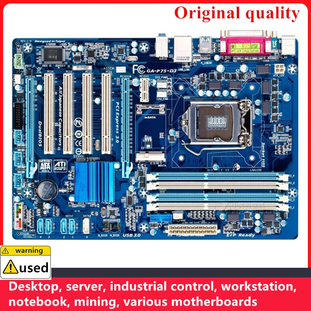 

For GA-P75-D3 P75-D3 Motherboards LGA 1155 DDR3 32GB ATX For Intel B75 Desktop Mainboard SATA III USB3.0