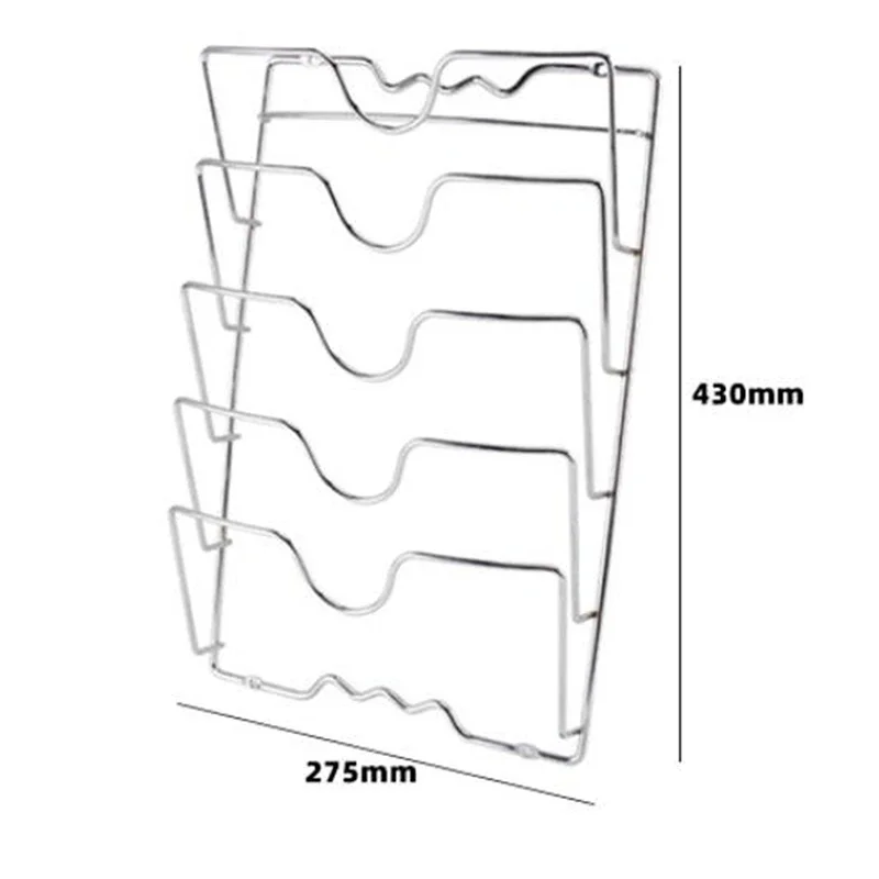 Rack Wall Mounted Kitchen Storage Pot Lid Rack Five Lids Multifunctional Rustproof Metal Electroplating Process Shelf