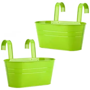 Double Hook Flower Pot Detachable Metal Hanging Planter Fence Buckets Home Fence Balcony Plant Garden Decorations Holder