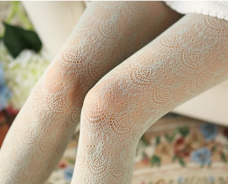 Sexy Frauen Strümpfe Carving Frauen Strumpfhosen Spitze Frau Seide Strumpfhosen Aushöhlen Enge Frau Tattoo Collant Femme Lolita Strümpfe – Detail 16