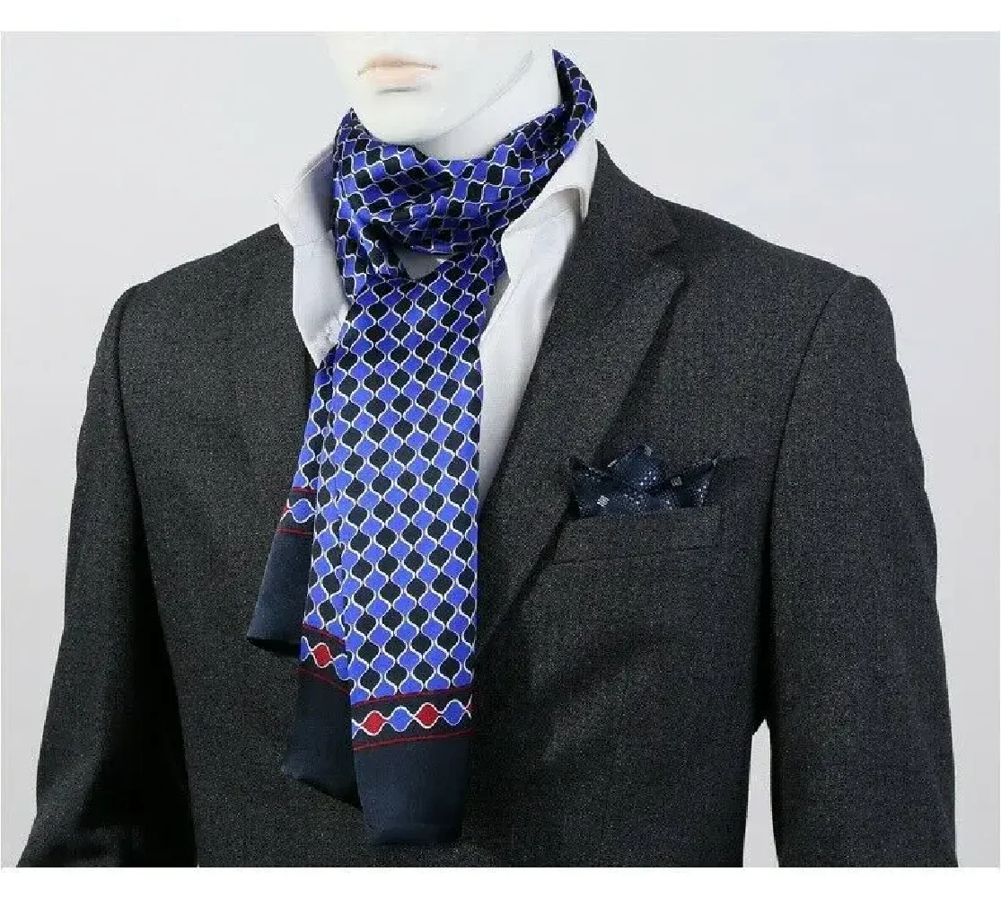 Sciarpa da uomo 100% seta fazzoletto da collo lungo doppio strato