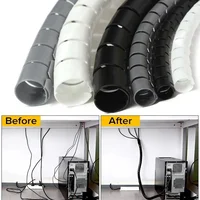 2M/1M Flexible Spiral Cable Wire Protector Cable Organizer Computer Cord Protective Tube Clip Organizer Management Tools 16/10mm 2
