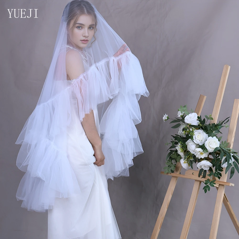 

YUEJI красивый плиссированный Край свадебная вуаль двухслойный свадебный аксессуар Румяна одежда элегантные свадебные платья YJ183