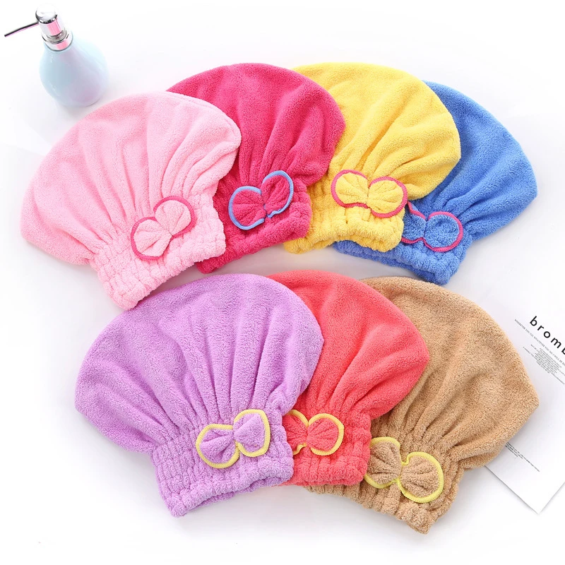 

1PC Microfibre Bowknot Wrap Towel Quick Hair Drying Bath Towels Spa Bowknot Wrap Towel Hat Cap for Bath Bathroom Accessories