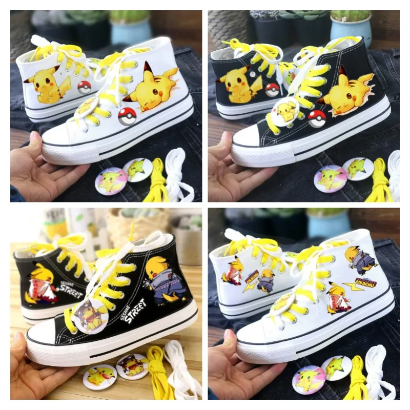 

Pokemon Pikachu Kawaii Canvas Shoes Student Sports Casual Sneakers Anime Cartoon Doll Printed High Top Sneakers Children's Gift