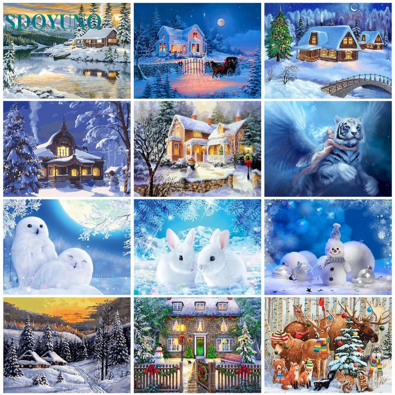 

SDOYUNO Painting By Number On Canvas Handmade Hourse Acrylic Paints For Adults Drawing DIY Kit Picture Home Decorative Paintings