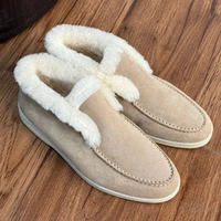 Fur Loafers  Flat Shoes  Women's Suede Slippers  2025 Quality Casual Shoes  Women's Winter Wool Snow Boots