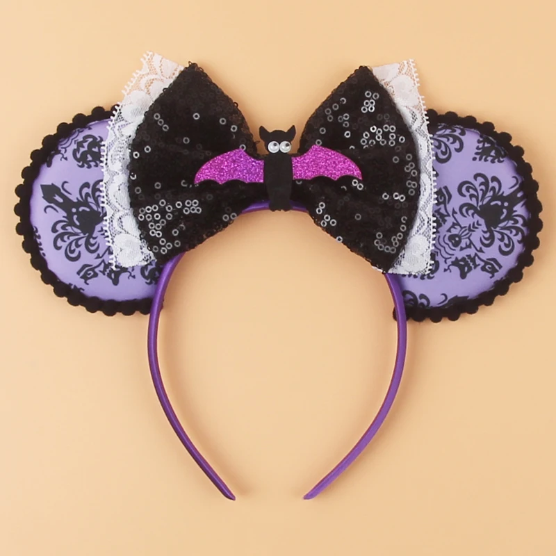 2026 Lila Haarreif mit Mausohren, schwarzer Pailletten-Schleifen-Haarreif, Damen-Haarband, Geburtstagsgeschenke, Cosplay-Accessoires für Erwachsene/Kinder – Detail 19