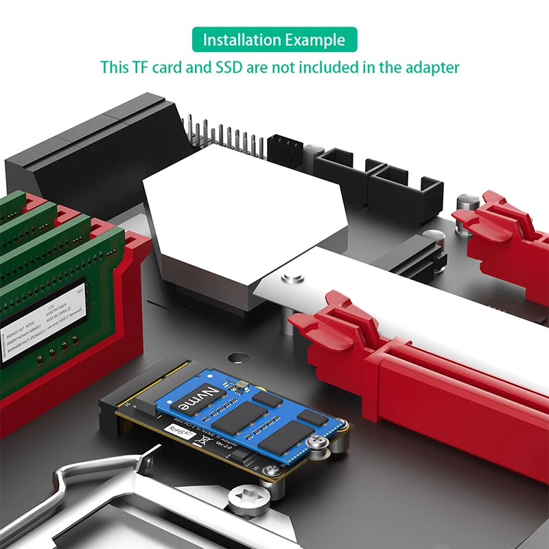 미니 PCIE to M.2 NVMe Key-M SSD 어댑터 카드 라이저 (TF 카드 슬롯 포함) 2230 2242 M.2 NVME SSD 컨버터 (노트북/데스크탑용)