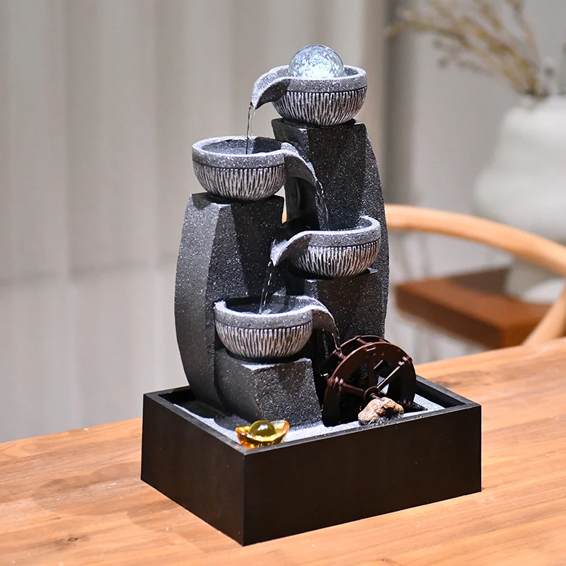 Table water fountain Circulating water office decoration Feng shui wheel crystal ball