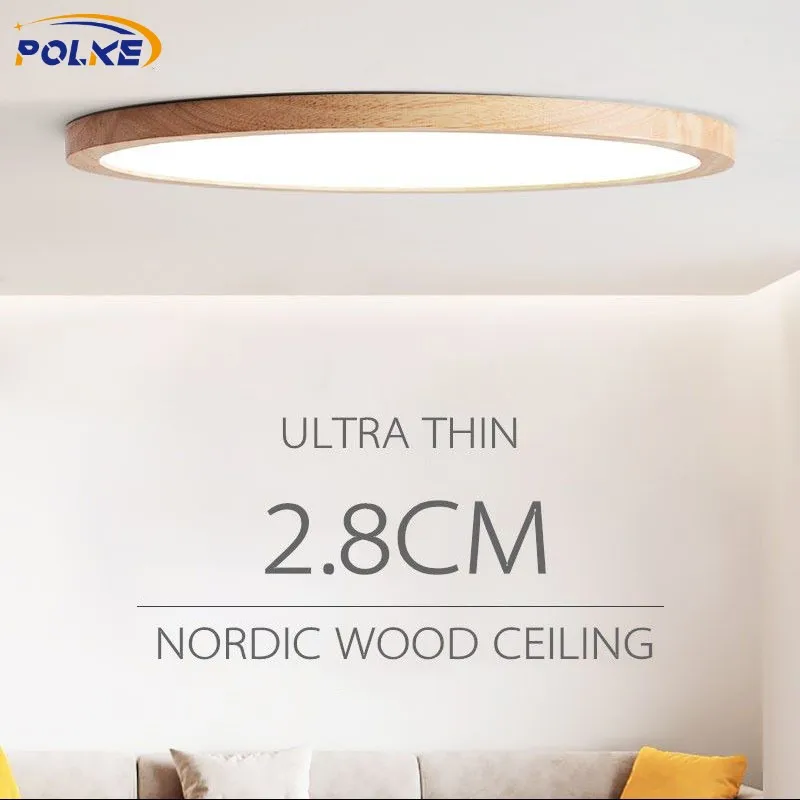 

Nordic Ultra Thin LED Ceiling lamp Modern Wood Ceiling Light AC220V 110V Indoor Decoration Lighting For Bedroom Living Room
