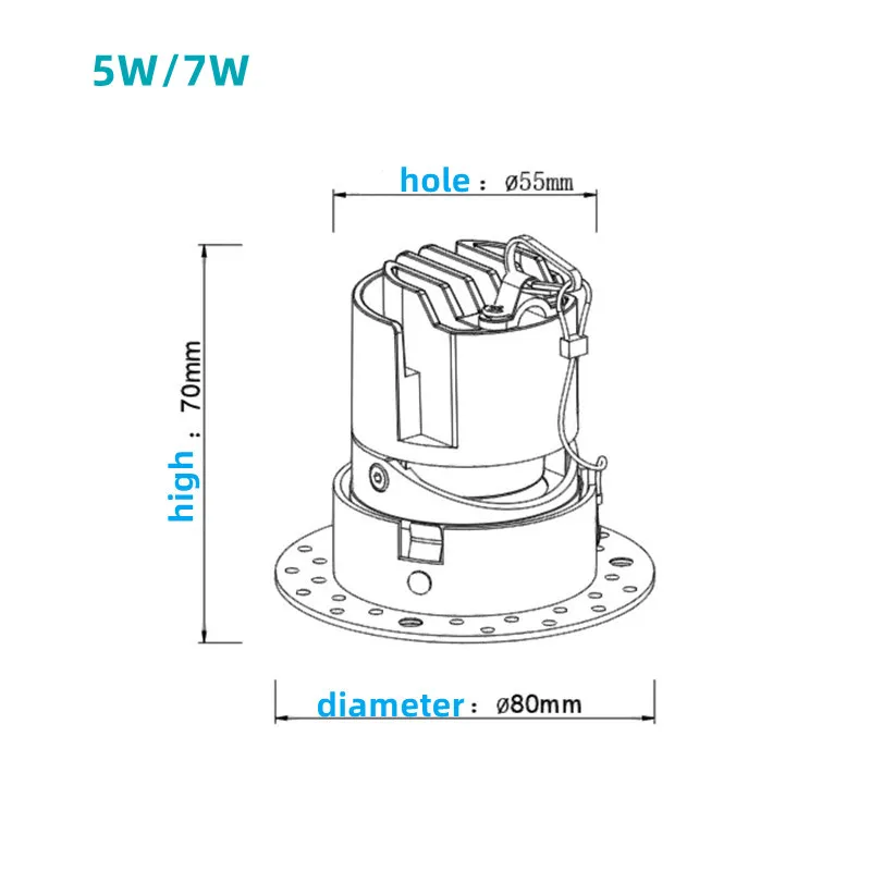 Dimmable Pre-Buried Round COB Downlight Home Office Spotlight AC85-260V Commercial LED 5W 7W 9W10w12W 15W 18W20W24W Ceiling Lamp