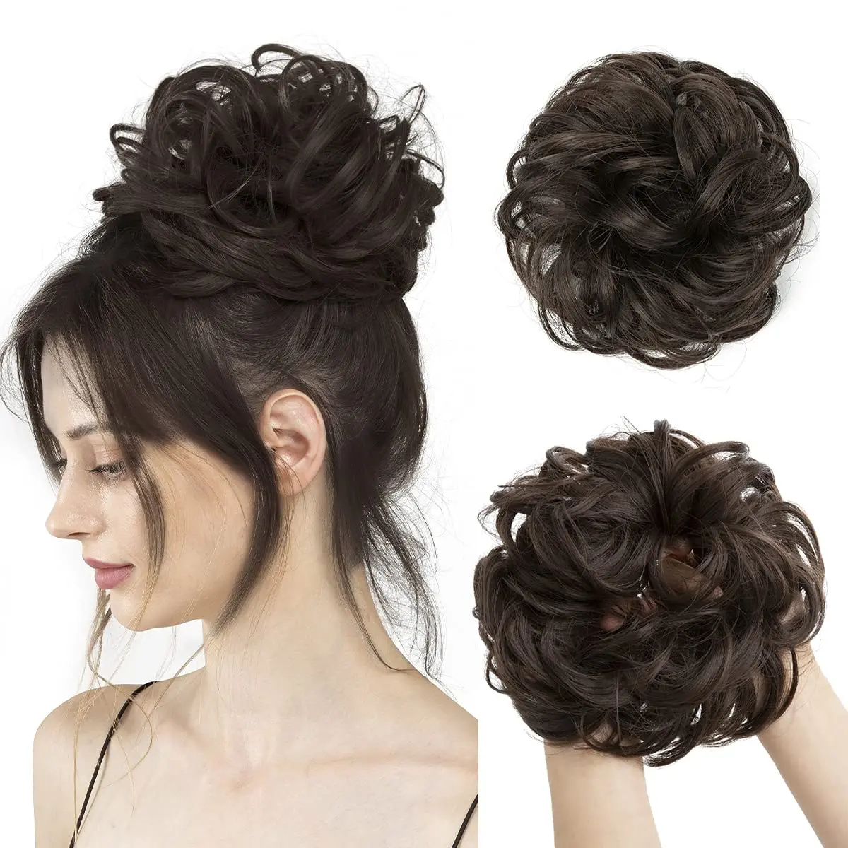Ciracevi 100% Human Hair Bun Messy Bun Hair Piece Real Human Extensions Natural Curly Bun Hairpieces For Women/Kids human hair bun pieces