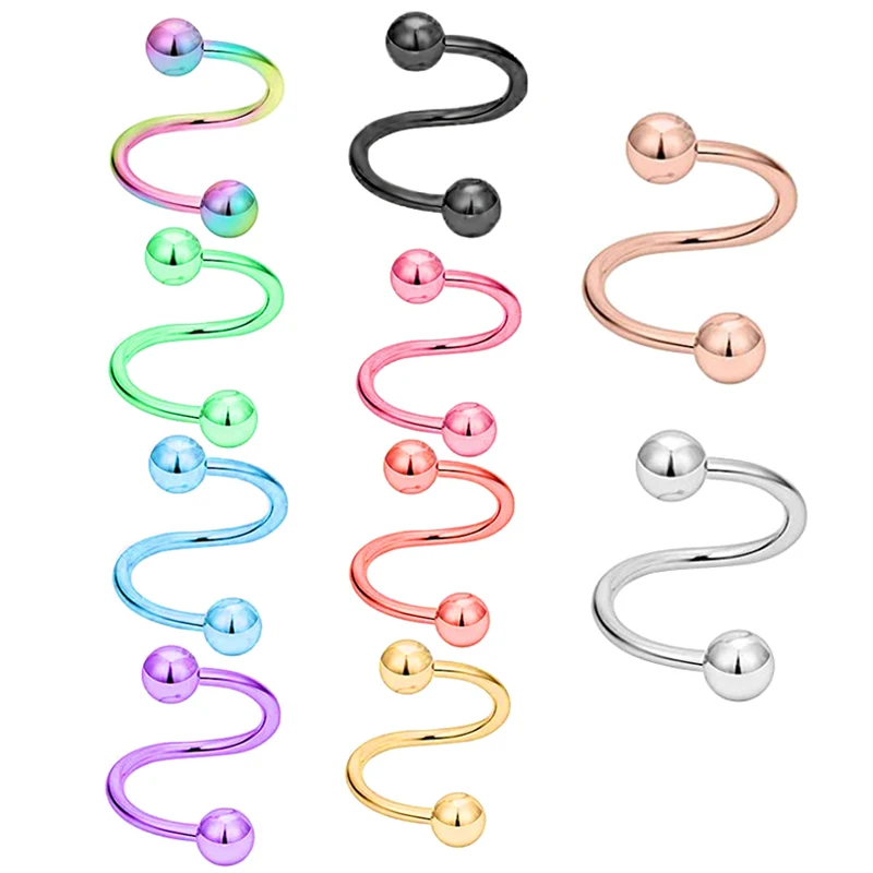 

Mix 16G Stainless Steel Twist Barbell Piercing Body Nose Rings Earring Spiral Cartilage Helix Stud Lip Ring Eyebrow tragus helix