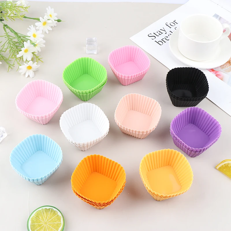 

6Pcs Mini Square Shape Silicone Muffin Cake Baking Molds DIY Cupcake Pan Baking Accessories Tart Cup Cake Mould