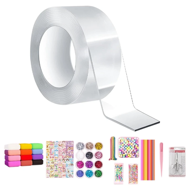 

DIY Blow Bubble Nano Tape Double Sided Tape Nano Tape Sticky Ball Tape Crafts Tape Decompression Toys Kids 1 Roll