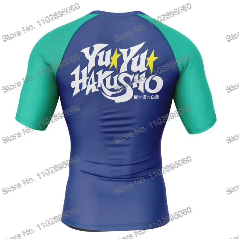 Spirit Detective Surf Clothing BJJ MMA Men Rash Guard Short Sleeve Diving T-Shirt Tight Swimwear Summer Beach Floatsuit GYM Tops