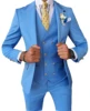Men Suits 3 Pieces Slim Fit Business Suits Groom Blue Noble Grey White Tuxedos for Formal Wedding suit(Blazer+Pants+Vest) 1