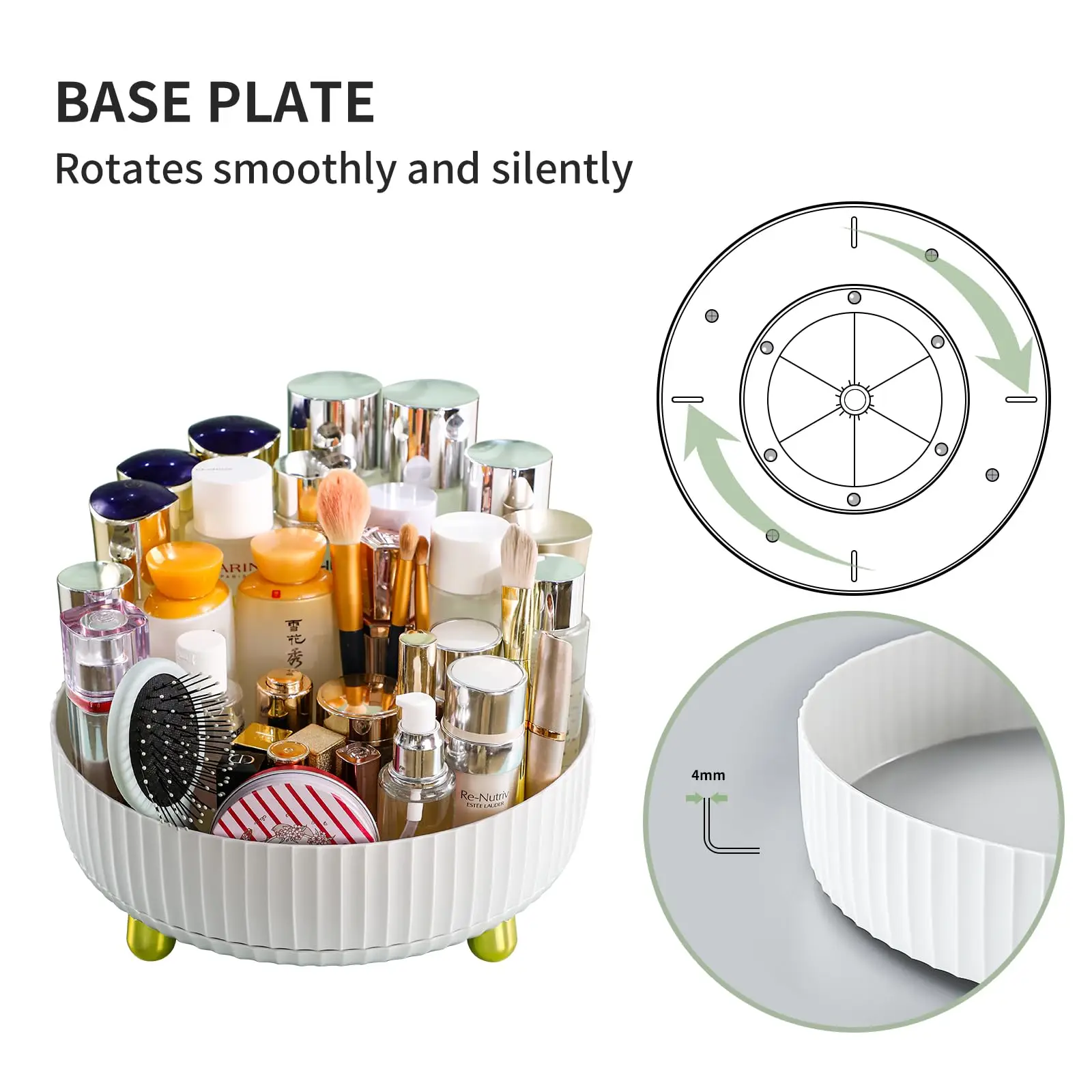 1PCS Cosmetic Perfume Organizer, 360° Rotating Cosmetic Organizer, Large Capacity Cosmetic Organizer for Living Room Bedroom. 2