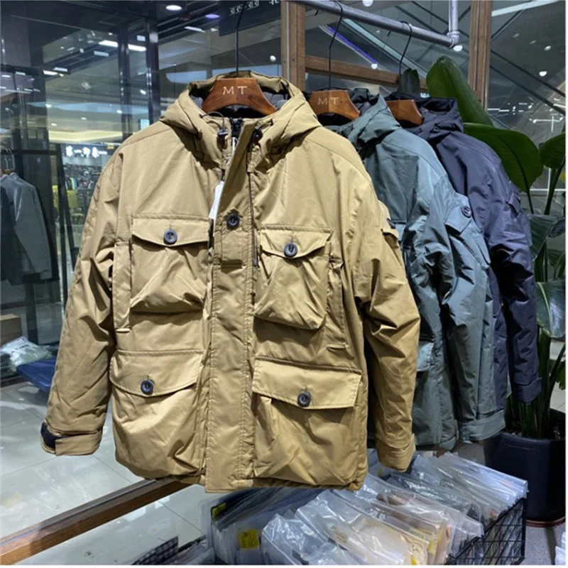 남성용 후드 작업복, 코튼 패딩 재킷, 루즈 멀티 포켓, 두꺼운 바람막이, 야외 낚시 라이딩 도구, 스톰 슈트