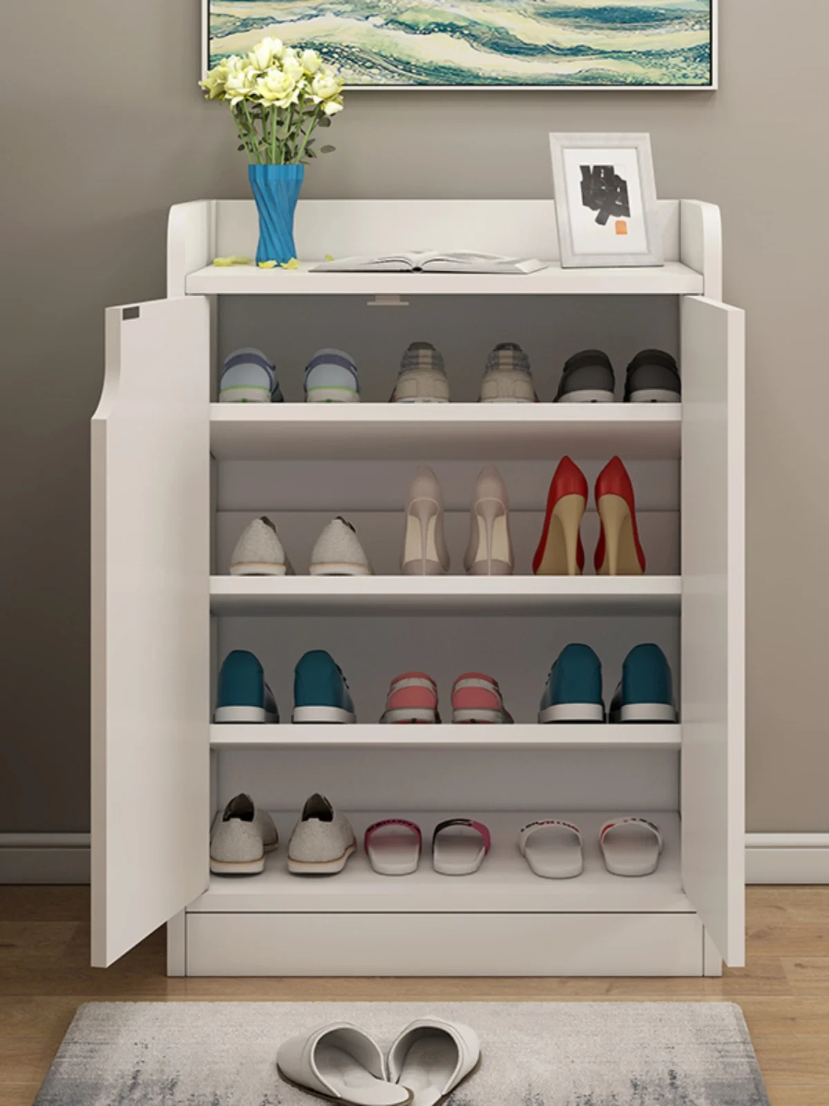 خزانة أحذية خشبية مدخل المنزل