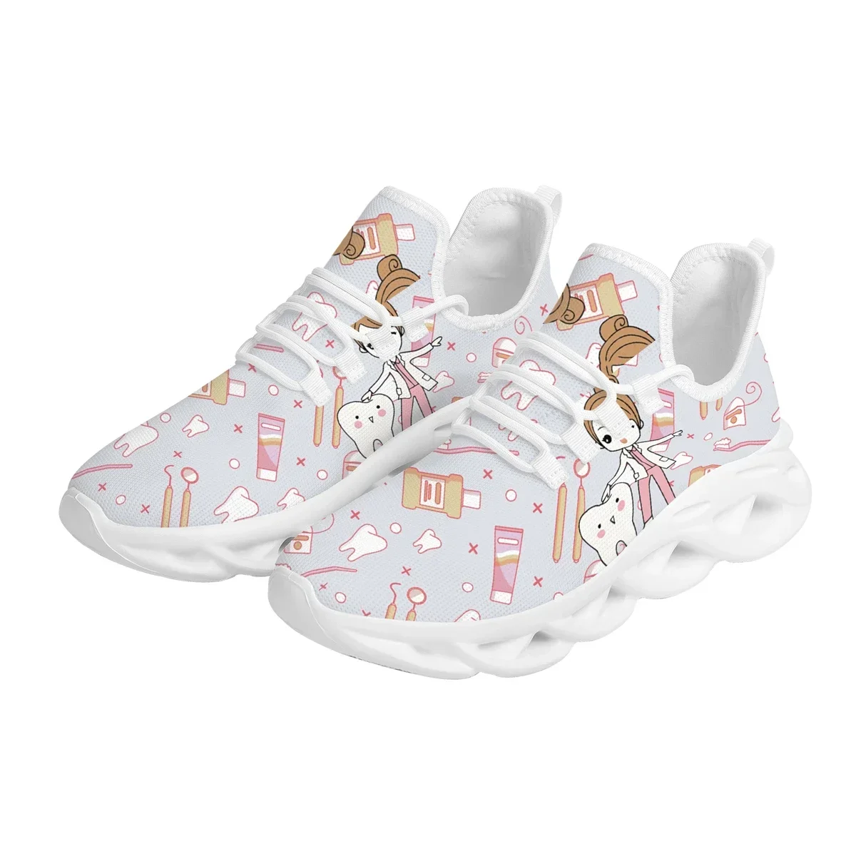 Dental Fairy Print Ladies Vulcanized Shoes Dentist Equipment Design Flat Shoes Breathable Lightweight Lace Up Sneakers Footwear