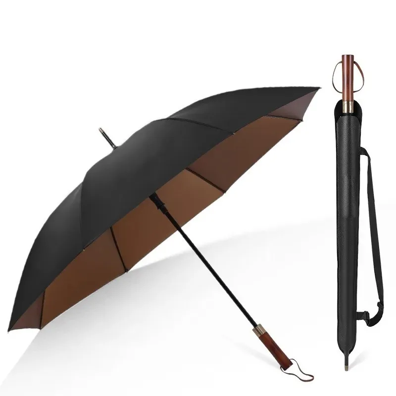 For Rolls-Royce Mercedes-Benz BMW Black Glue Business Luxury Car Same Style Solid Wood Long Handle Car Business Umbrella