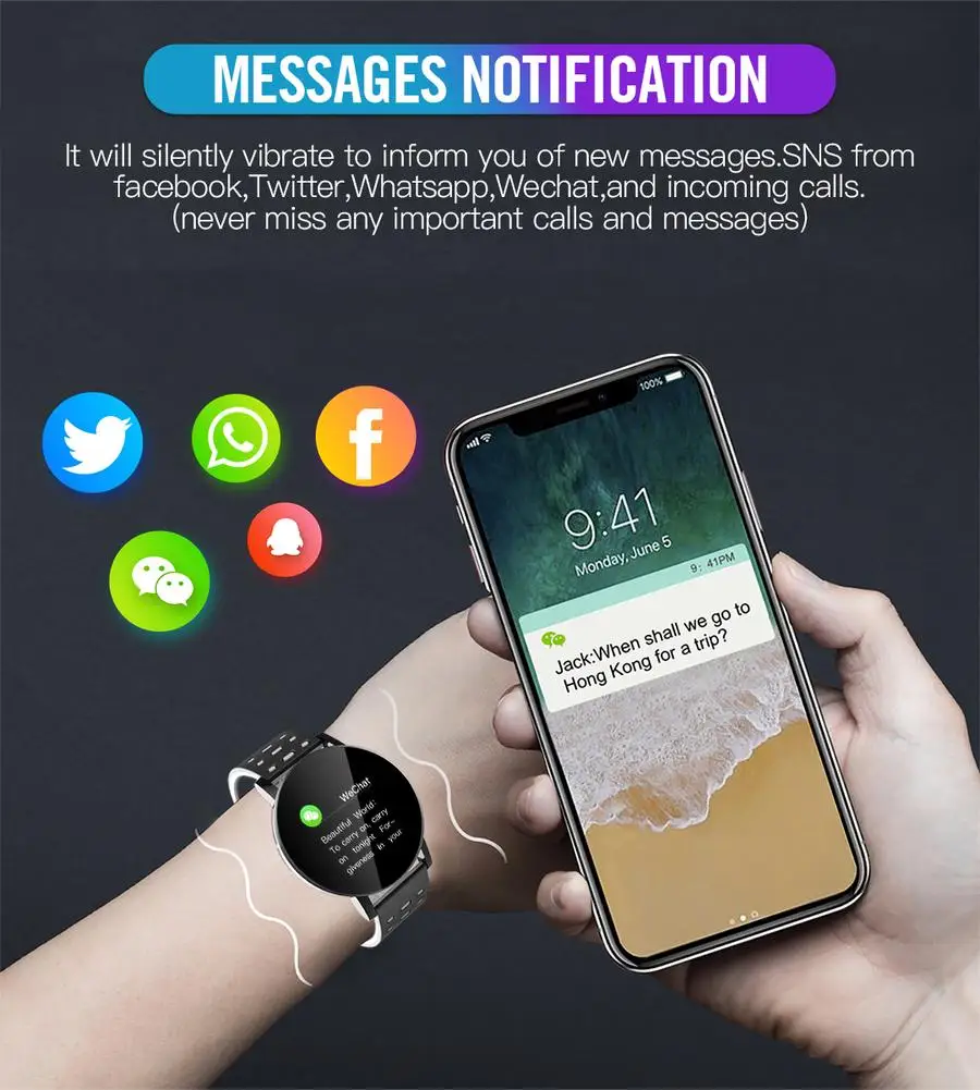 Smart Bracelet Blood Pressure Waterproof Sport Round Smartwatch Smart Clock Fitness Tracker For Android Ios