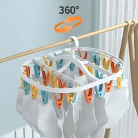 6/12 Clips Folding Clothes Dryer Hanger Windproof Socks Underwear Drying Rack Household Children Adults Storage Laundry Rack 1