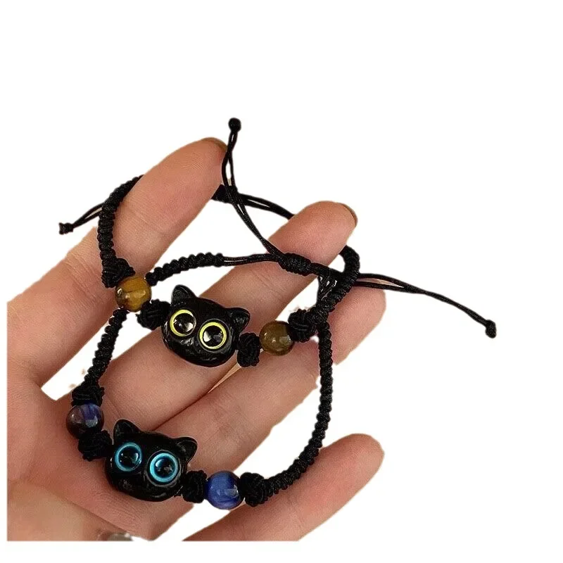 Set Braccialetti Bambina Con Ciondoli A Gattino - Acciaio Inox, Regolabile, Per Compleanni E Feste