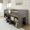 Modern Farmhouse Low Loft Bed, Twin Bed Frame for Kids with 2 Bookcases, Driftwood  Wooden Bed Bunk Beds for Kids 1