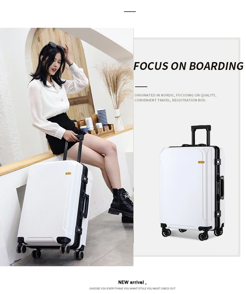 New Fashion rolling luggage aluminum frame USB charging trolley suitcase 20/24/26/28 inch students password travel luggage
