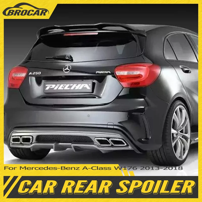

Для Mercedes-Benz A-Class W176 A180 A200 A260 A45 AMG 2013-2017 P Стиль Настоящее углеродное волокно/FRP задний спойлер на крышу багажное крыло