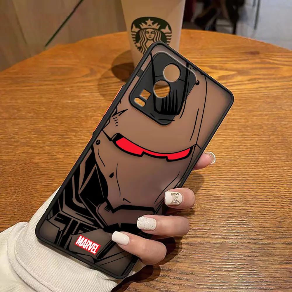 Funda mate para VIVO X90 X80 X70 5G X60 X50 X30 IQOO NEO 3 5 7 PRO PLUS X27 X23 X20 Funda Coque Shell Marvel Lron Man Comics
