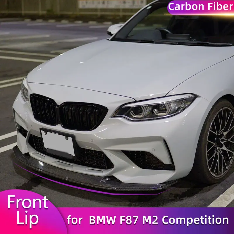 Full Carbon Fiber Front Bumper Lip Spoiler for BMW F87 M2 Competition M2C Coupe 2018-2020 Car Front Lip Chin Apron Body Kit 1