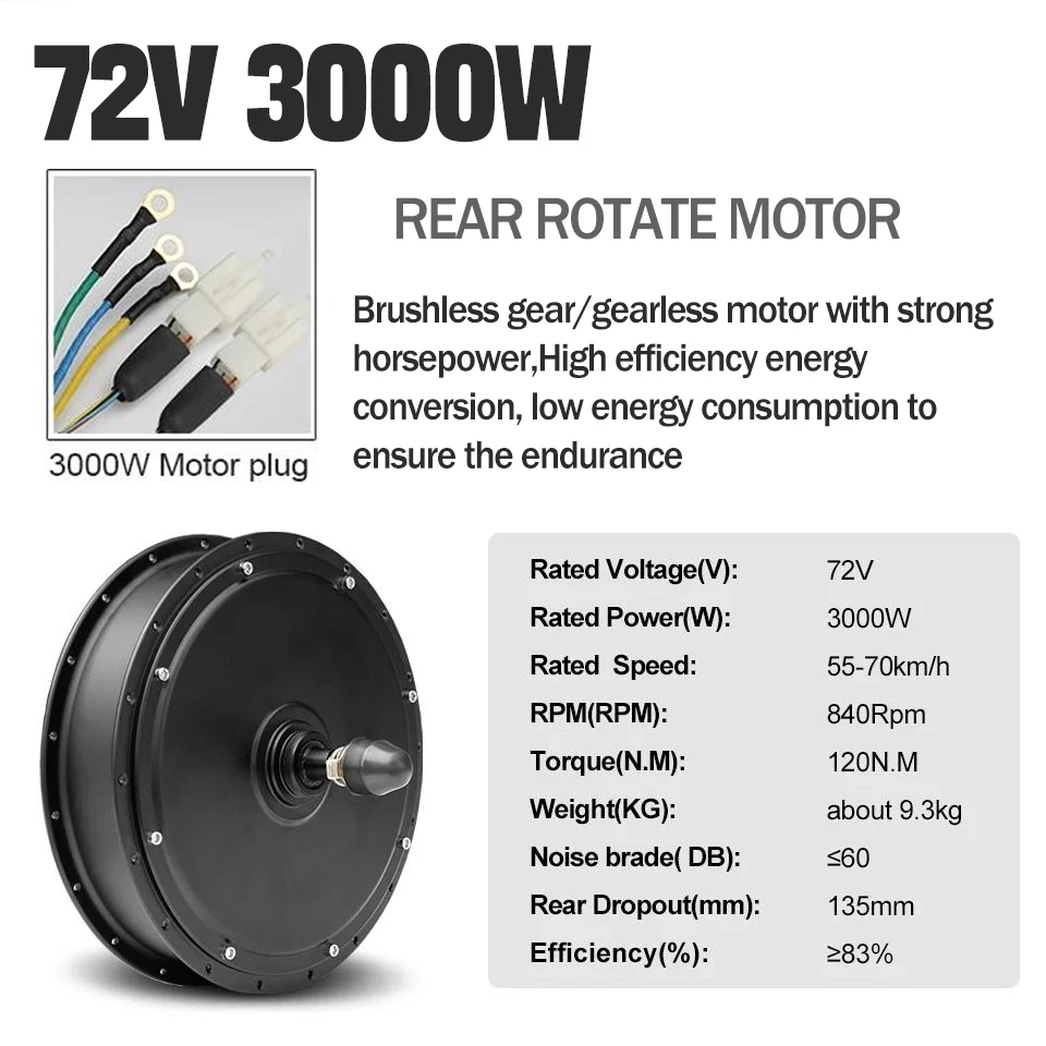 산악 자전거 부품 모터 휠 MTX39 림 72V 5000W 전기 자전거 개조 키트 100A 컨트롤러 70KM/H 후륜 회전 130MM 고품질