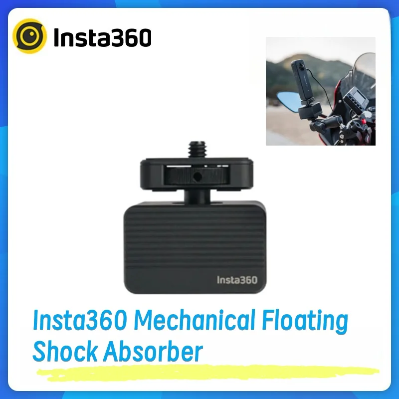 Amortisseur de vibrations Insta360 fixé sur un support de guidon, assurant une stabilisation optimale en course.