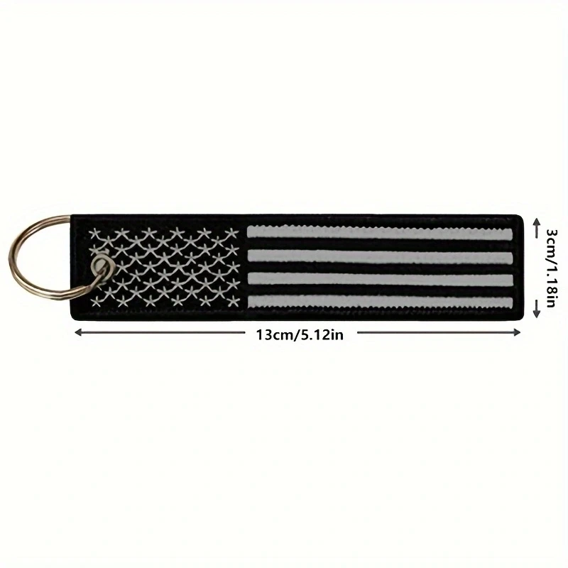 Patriotic American Flag Keychain - Stylish Black Keyring