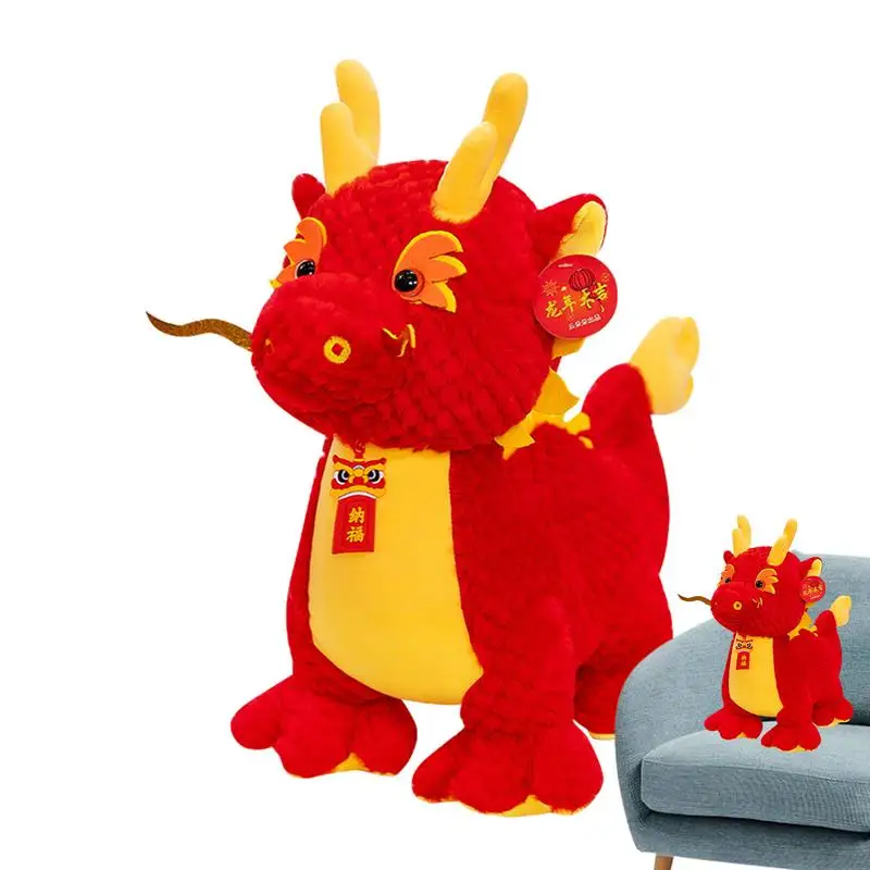 

Китайский дракон, плюшевый дракон со знаками Зодиака, плюшевое животное на удачу, талисман с лунным новогодним драконом для весеннего фестиваля, домашний магазин