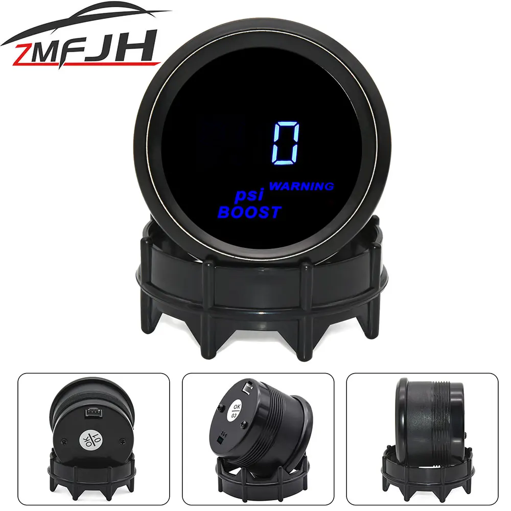 2 "52Mm Calibro Digitale Universale Per Auto-14-30 Psi / -1-2 Bar Led Blu Turbo Boost Gauge Meter Con Spia Turbo Boost Meter